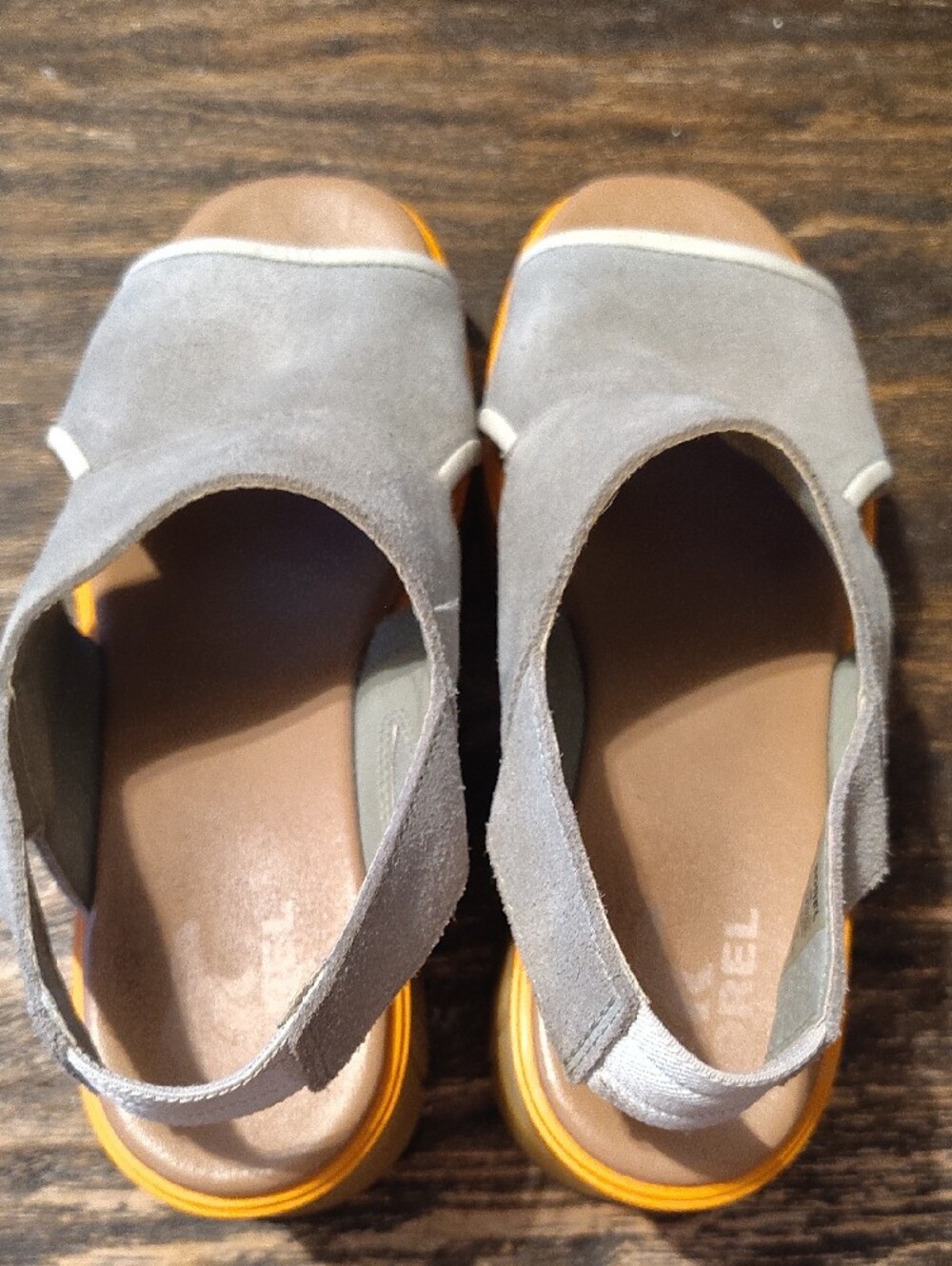 Sorel Gray And Cream Chunky Platform Wedge Sandals - Picture 7 of 8